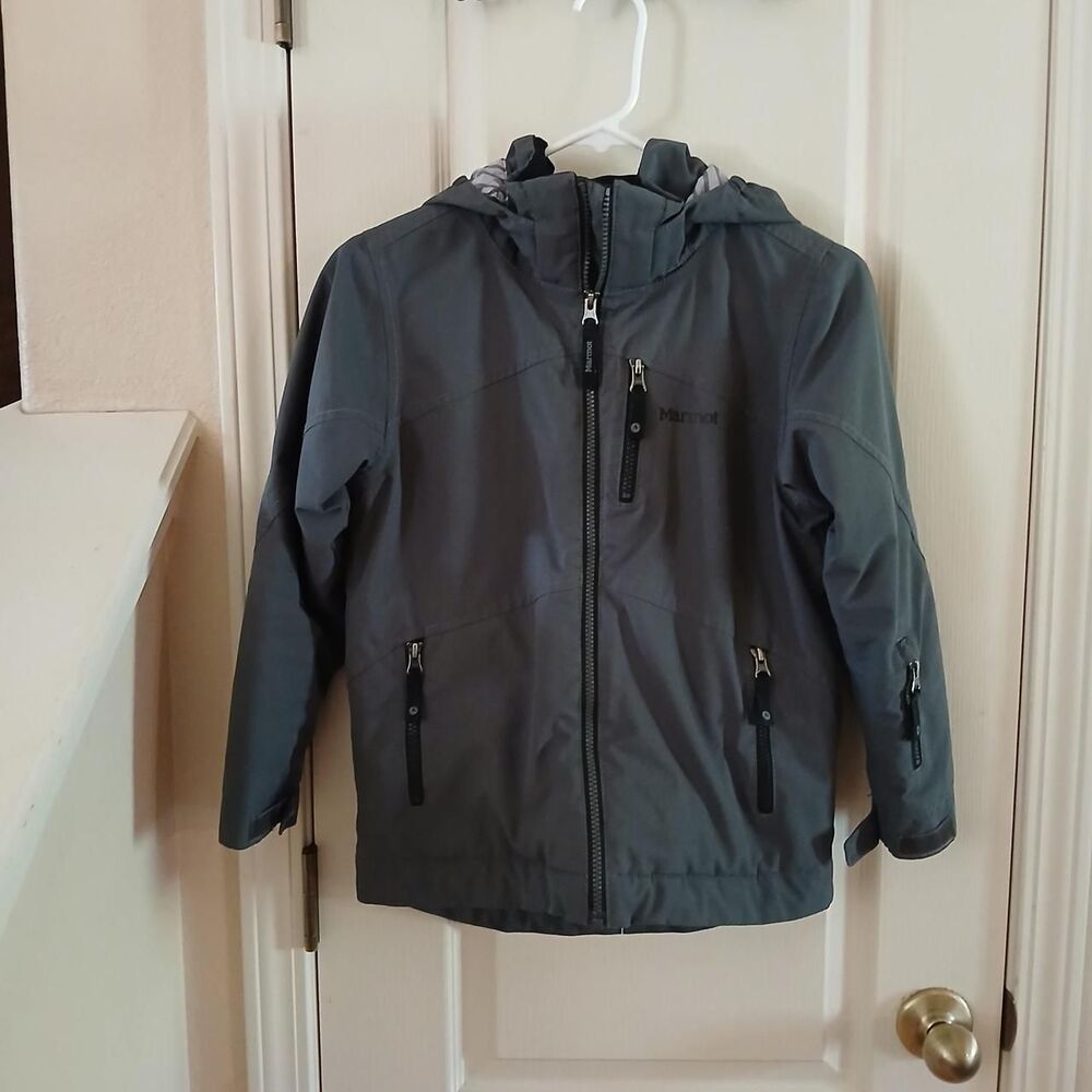 Marmot Kids Charcoal Gray Abstract Print Ripsaw Waterproof Insulated Jacket Y M